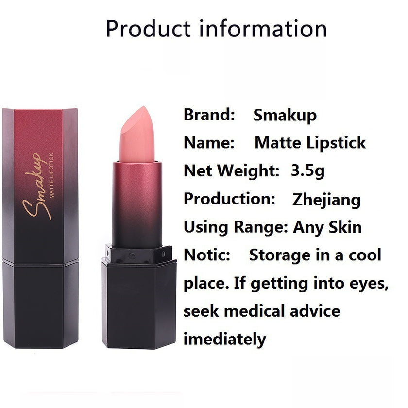 10 Colors Discoloration Resistant Matte No Stain On Cup Makeup Lipstick