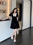 French Style Classic Style Black Velvet Dress