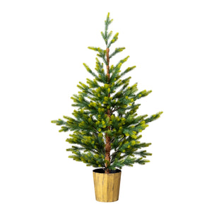 2 Pack 4 FT Dual Tone Artificial Christmas Tree With Pot Stand, Potted Xmas Pine Tree With 119 Branch Tips For Holiday Party Office Home, Green