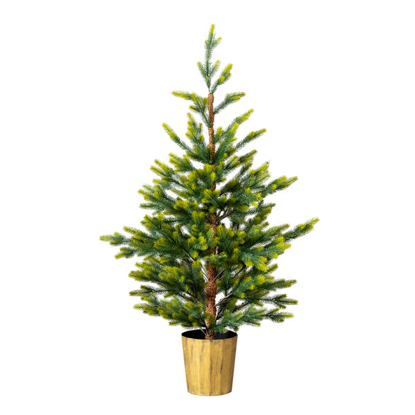 2 Pack 4 FT Dual Tone Artificial Christmas Tree With Pot Stand, Potted Xmas Pine Tree With 119 Branch Tips For Holiday Party Office Home, Green