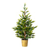 2 Pack 4 FT Dual Tone Artificial Christmas Tree With Pot Stand, Potted Xmas Pine Tree With 119 Branch Tips For Holiday Party Office Home, Green