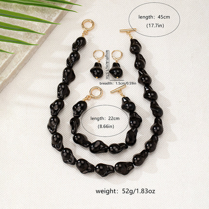 New Shaped Pearl Necklace Bracelet Ear Studs Suit Vintage