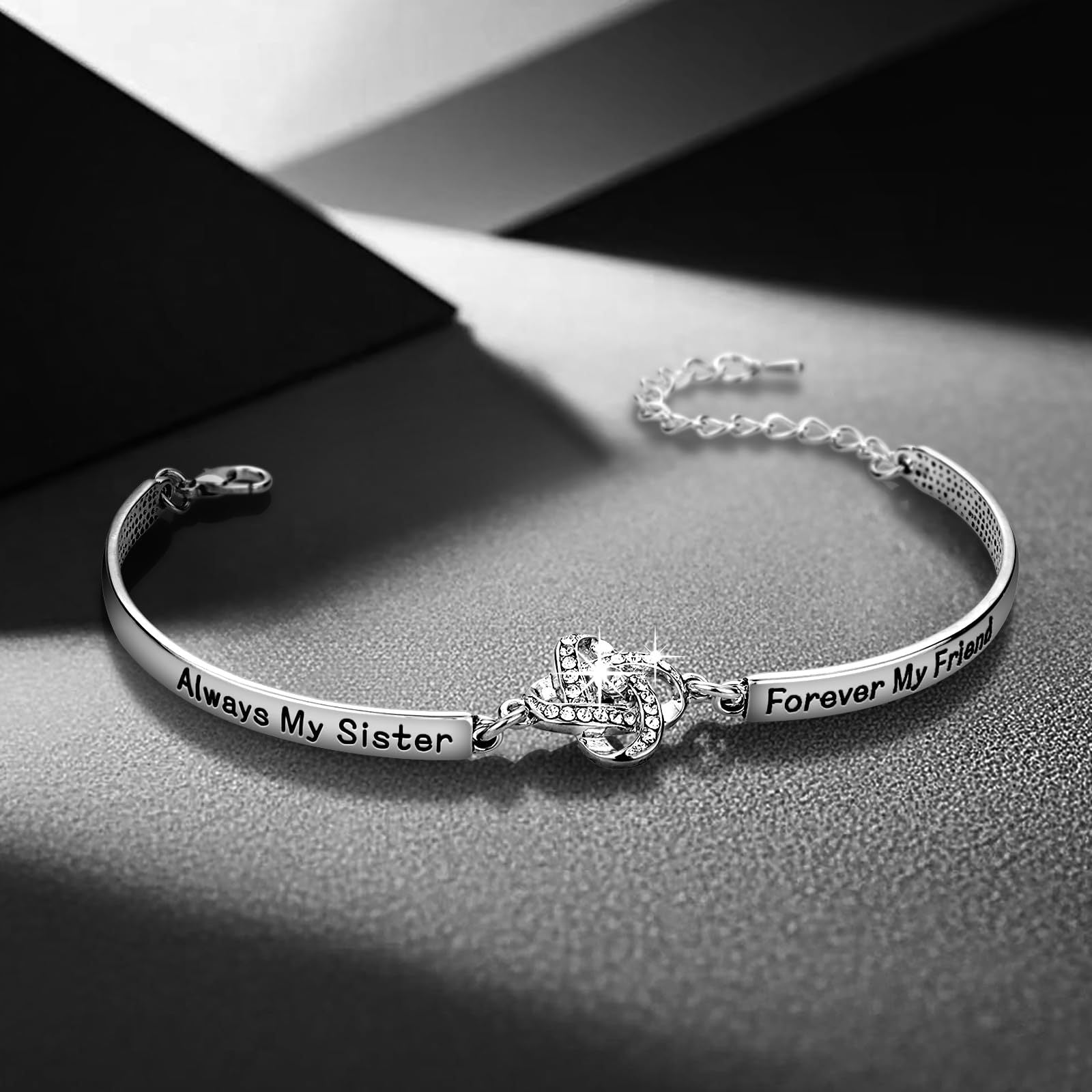 Sisters Friendship Theme Silver Bracelet