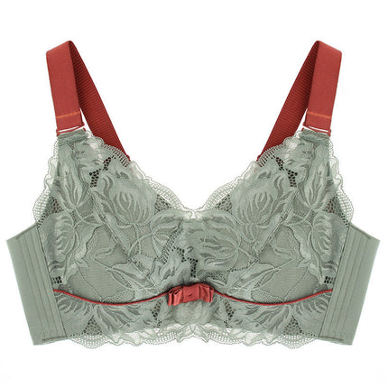 Autumn And Winter New Big Chest Show Small No Steel Ring Full Cup Thin Bra Sexy Lace Large Latex Underwear Women