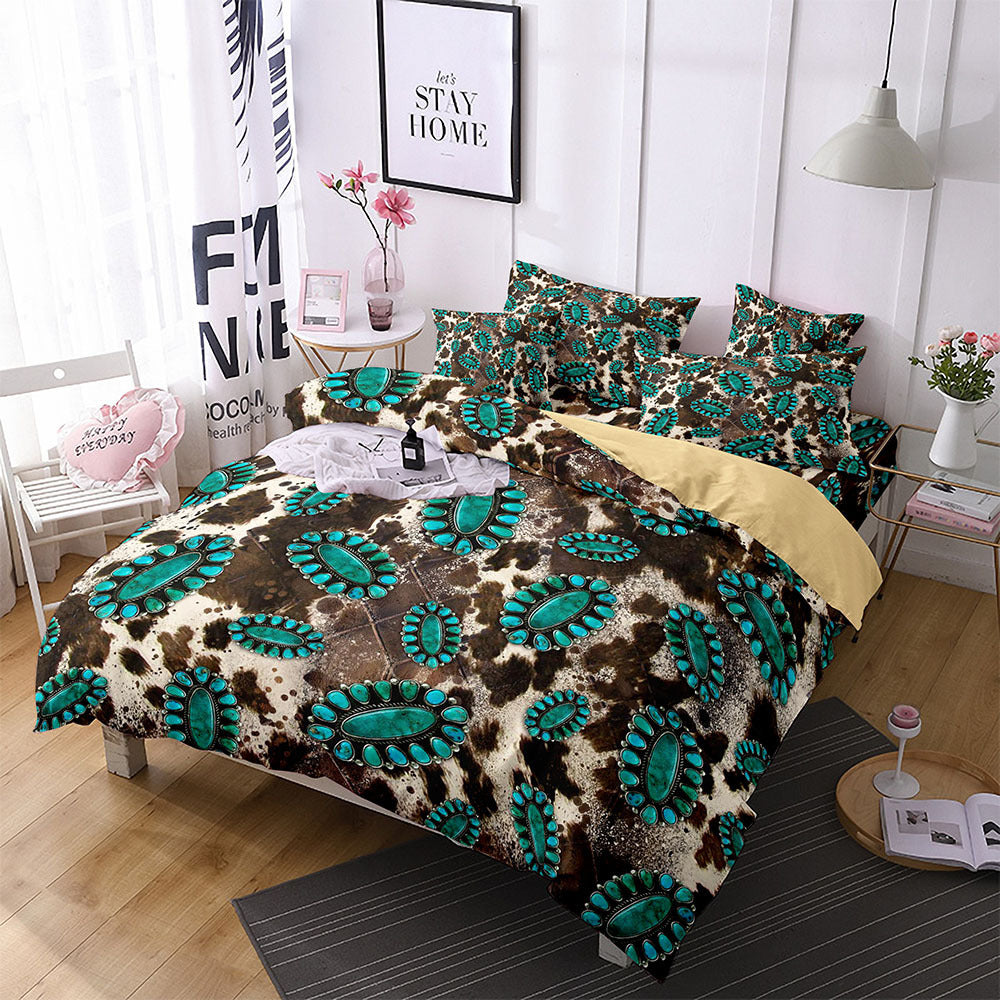 Household Fashion Simple Digital Printing Bedding Three-piece Set
