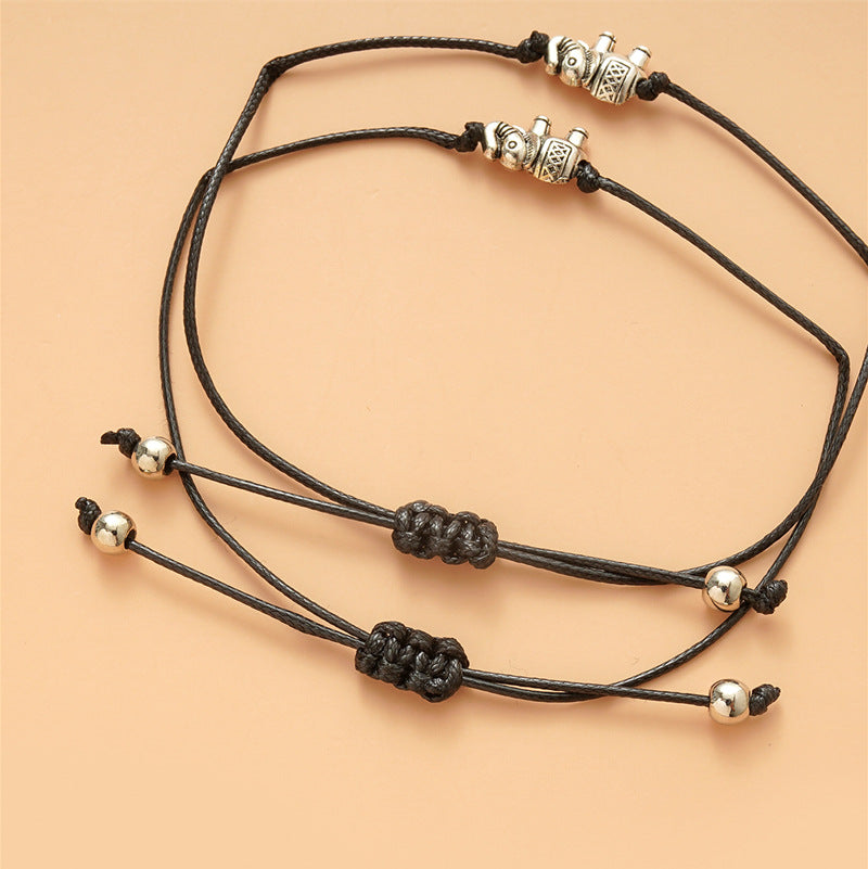 Elephant Bracelet Simple Retro Wax Line Woven Adjustable