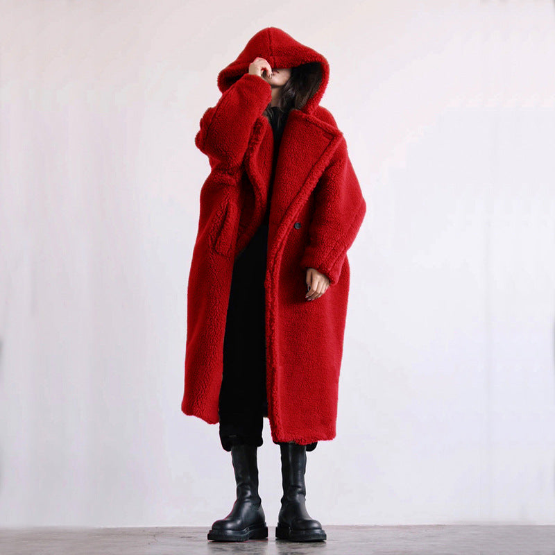 Wool warm Fur Coat Women's Coat Mid-length Coat