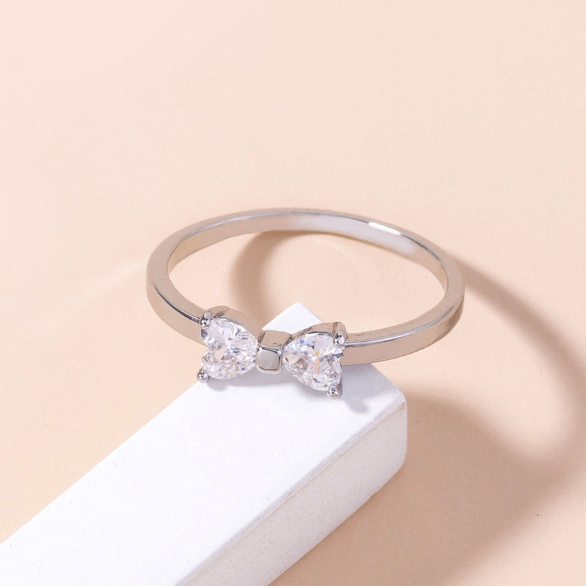 Cute Mini Bow Zircon Index Finger Ring Girl
