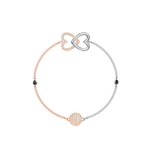 Elegant Romantic Temperament Double Heart Design Clavicle Chain Diamond Love Heart