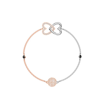 Elegant Romantic Temperament Double Heart Design Clavicle Chain Diamond Love Heart