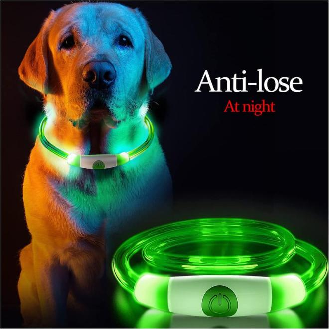 Pet Light Necklace Hang Out Necklet Anti-lose Safe Led Dog Cat Necklace USB Charging Soft Cuttable Pet Collar