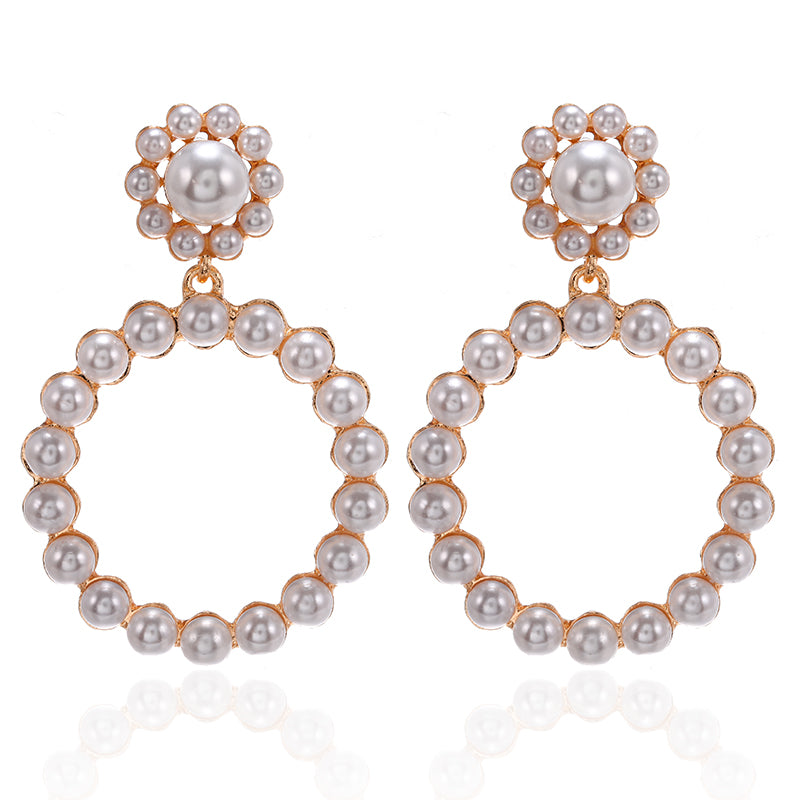 Simulation Pearl Long Earrings Female White Round Pearl Wedding Pendant Earrings Fashion Korean Jewelry Earrings