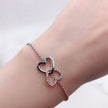 Elegant Romantic Temperament Double Heart Design Clavicle Chain Diamond Love Heart