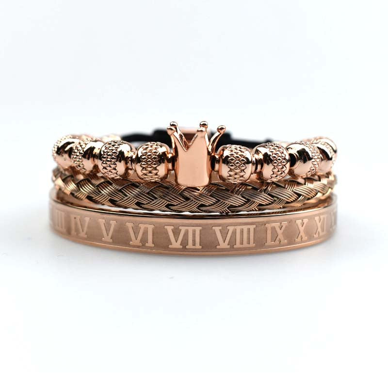 Luxury Roman Royal Crown Charm Bracelet Men Stainless Steel  Men Adjustable Bracelets
