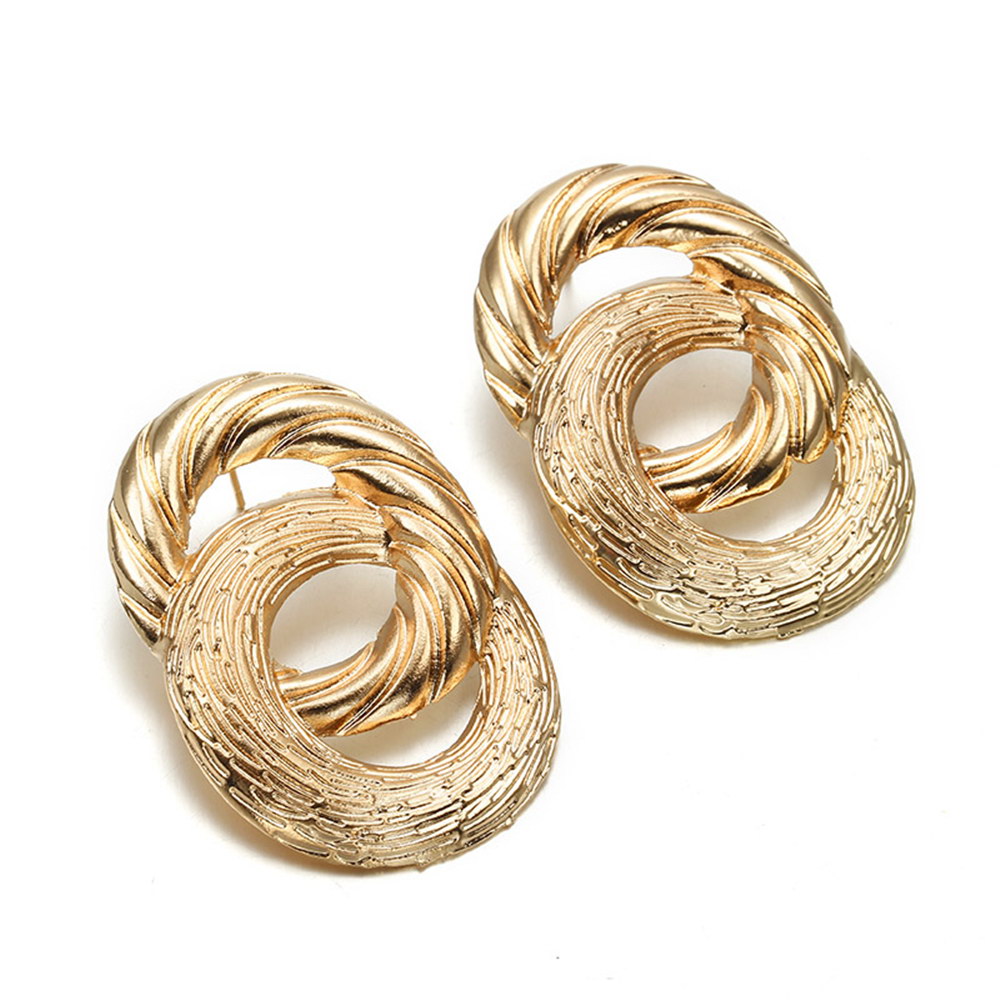 New Exaggerated Big Stud Earrings for Women Circle Round Alloy Earrings Wedding Party Gift
