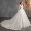 Wedding Dress Trailing Deep V Neck Lace High Waist Wedding Dress Long Sleeves