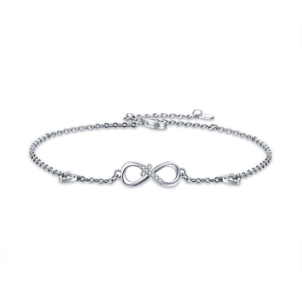 925 Sterling Silver Cubic Zirconia Infinity Cross Heart Bracelet For Women Girls Gifts