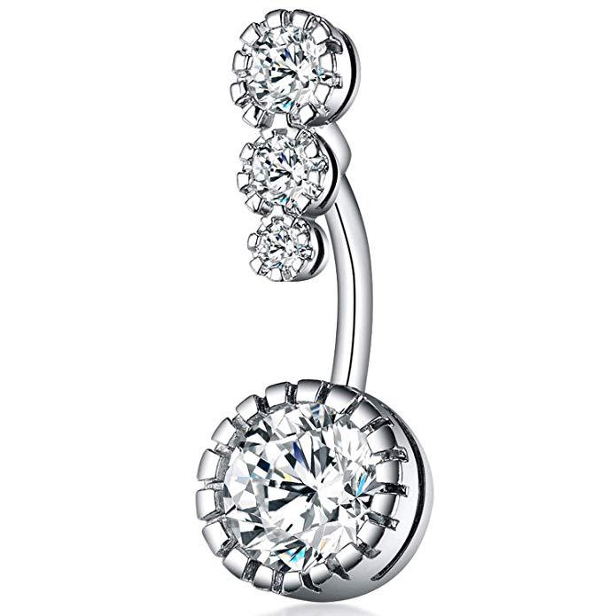 Fashion Simple Zircon Belly Button Button