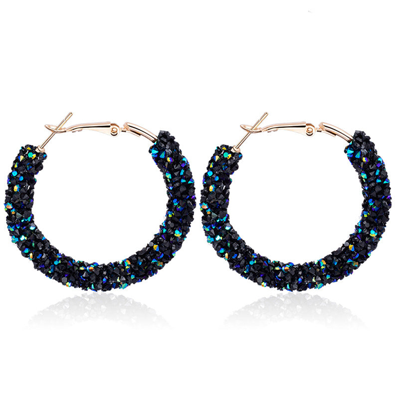 Diamond circle matte earrings earrings Japan and South Korea simple charm full diamond fashion wild earrings