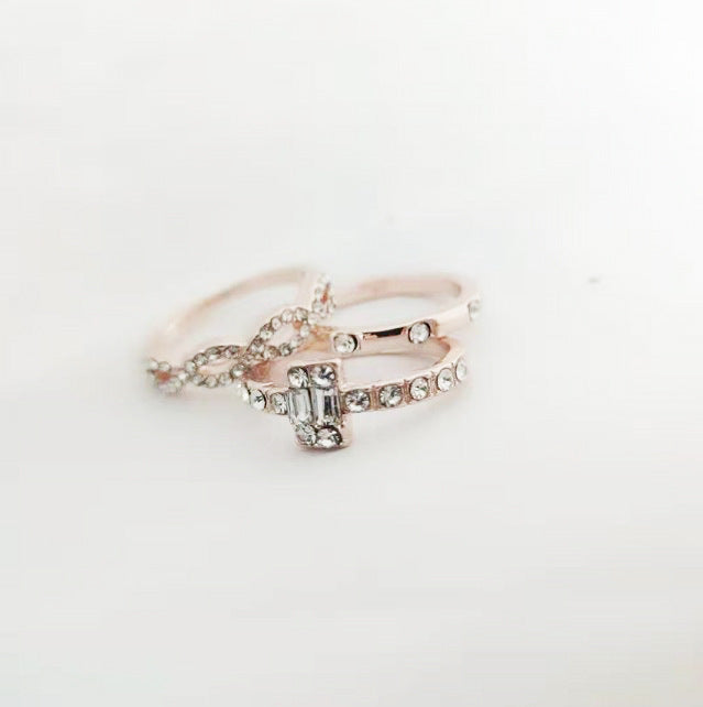 Square set with diamond studded zircon ring