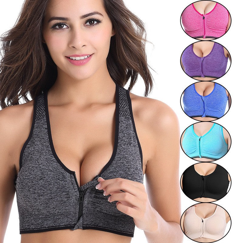Women Front Zipper Sports Bra Fitness Wear