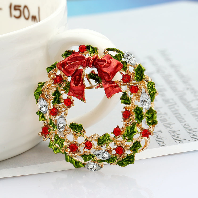 Bow tie wreath brooch