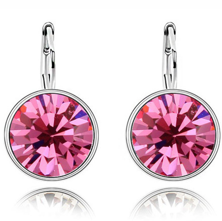 Austrian Crystal Earrings Earrings Female Roundflash Earrings Ear Clips