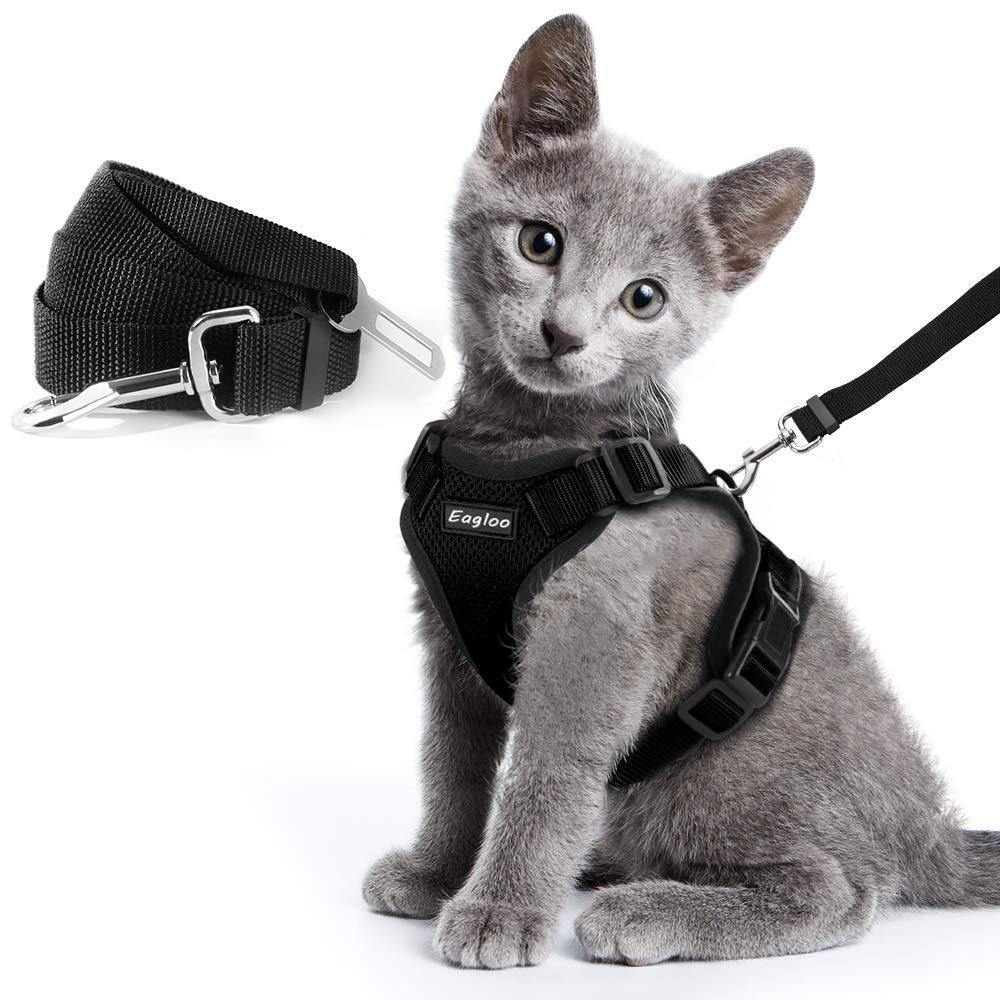 Cat Vest Harness And Car Seat Belt Adapter Adjustable Reflective Cat Harness Soft