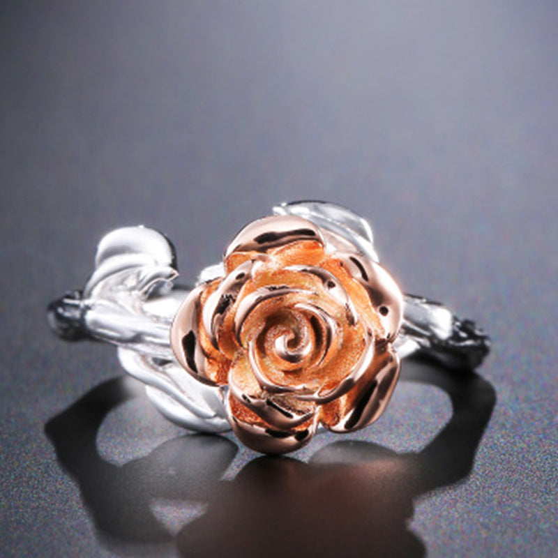 Electroplated two-tone rose ring