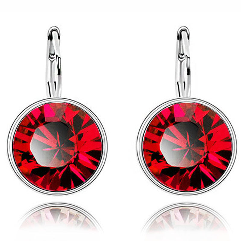 Austrian Crystal Earrings Earrings Female Roundflash Earrings Ear Clips