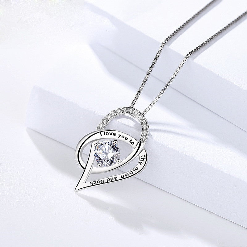 I Love You To The Moon and Back Heart Pendant