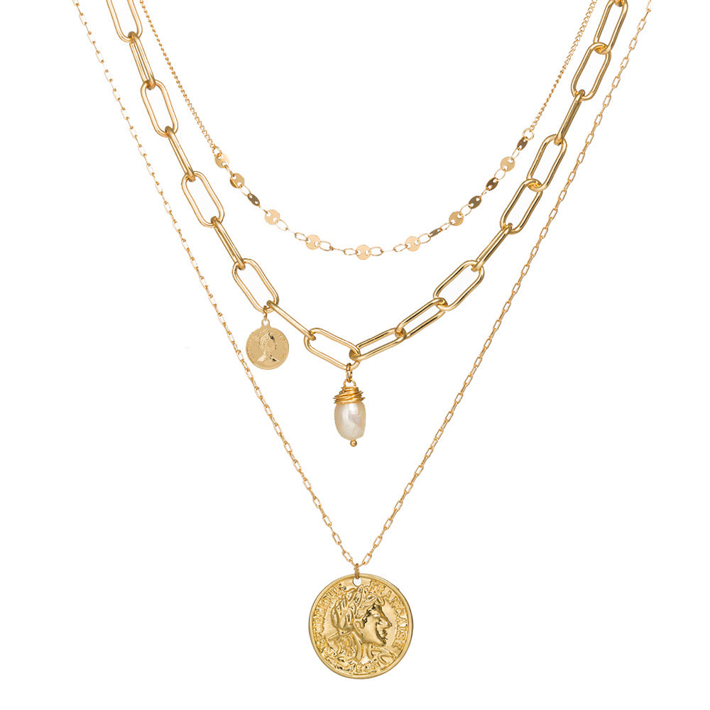 Irregular Natural Stone Shell Pearl Multilayer Necklace