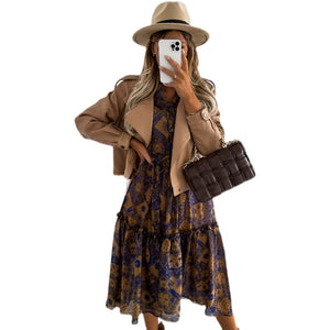 New Style Printed Long-Sleeved Dress