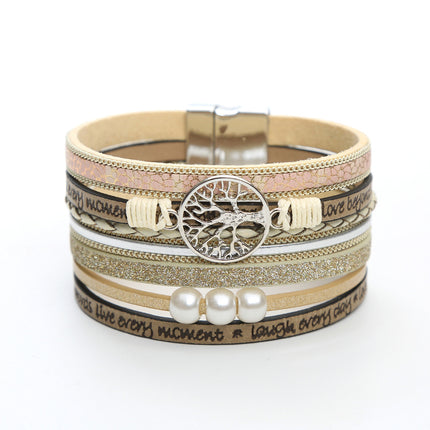 Pearl leather bracelet with magnet clasp