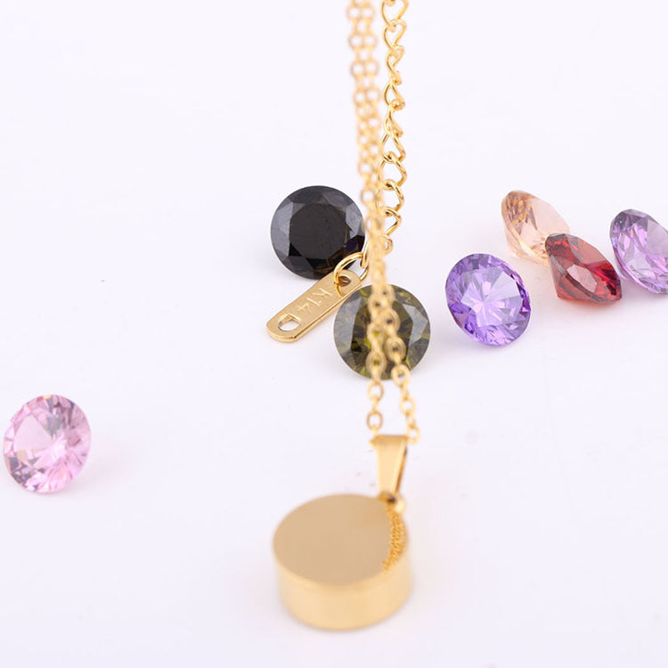 8 colors diamond titanium steel necklace
