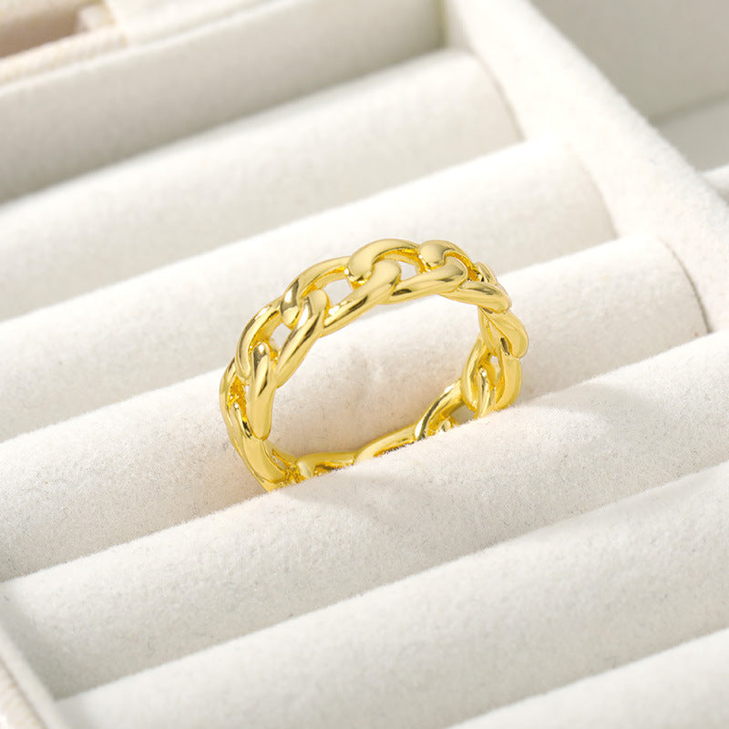 Cuban Chain Ring Plating Real Gold Trend Men's Ring