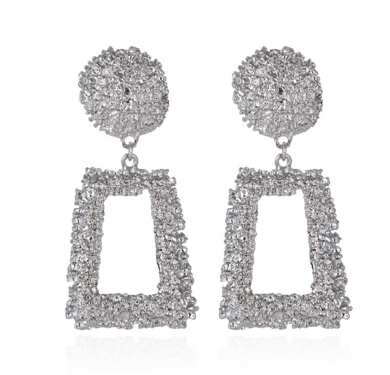 Big Vintage Earrings for Women Gold Silver Black Geometric Statement Earring  Metal Earing Hanging Fashion Jewelry