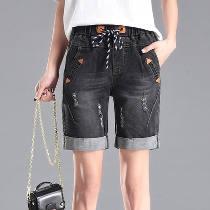 Elastic Women's hole casual shorts