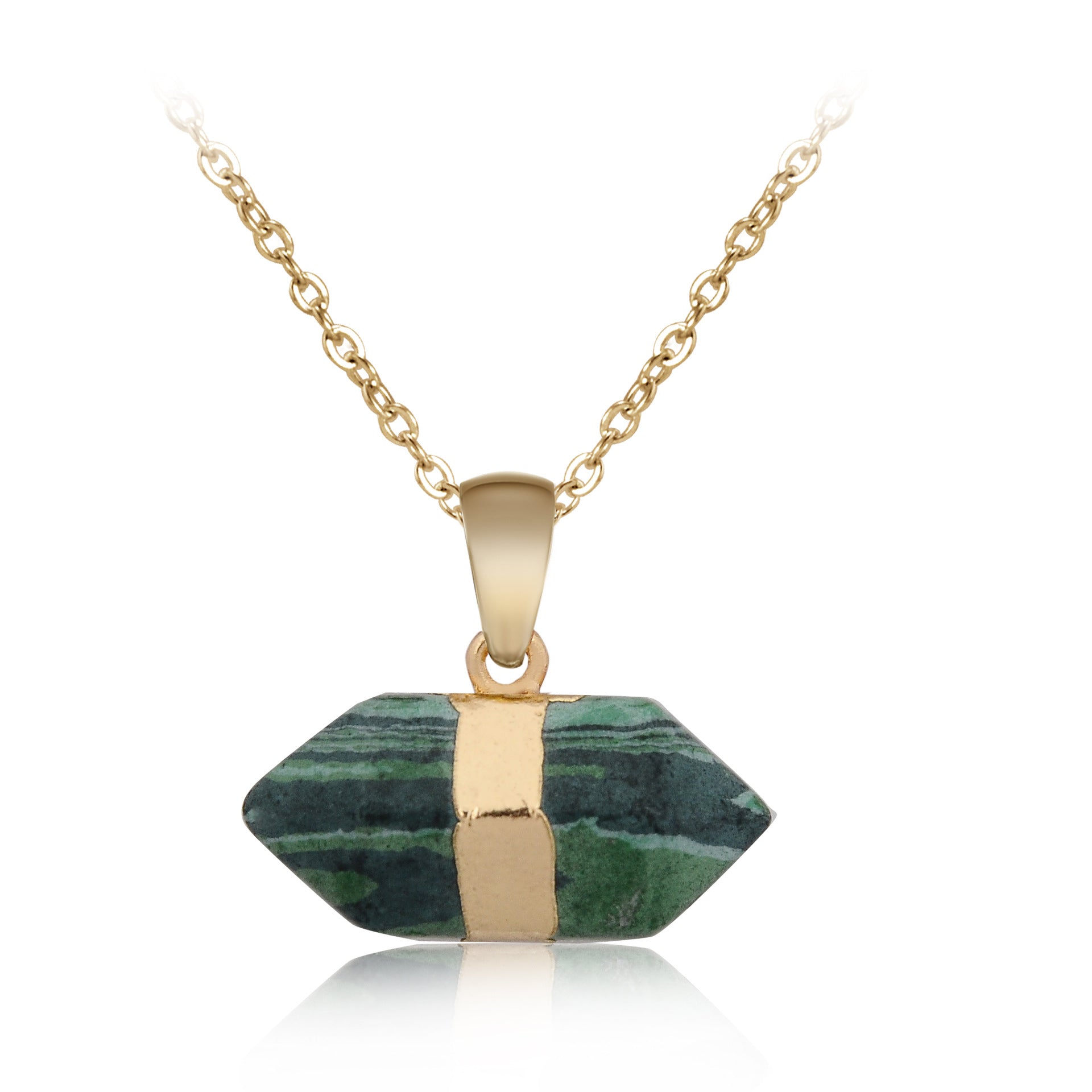 Natural stone short hexagonal pendant