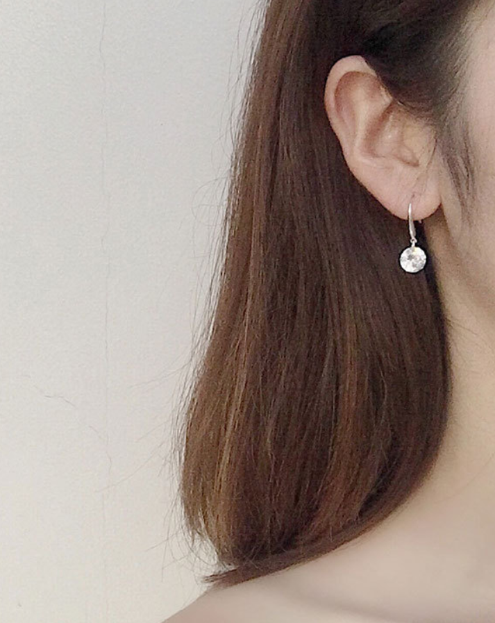 Sterling silver diamond zircon earrings