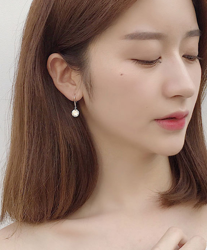 Sterling silver diamond zircon earrings