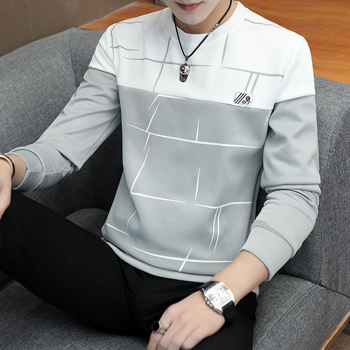 Men's round neck long sleeve T-shirt