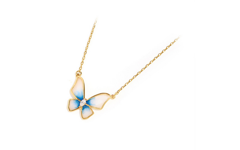 Blue Butterfly Necklace Female 2021 New Clavicle Chain Temperament