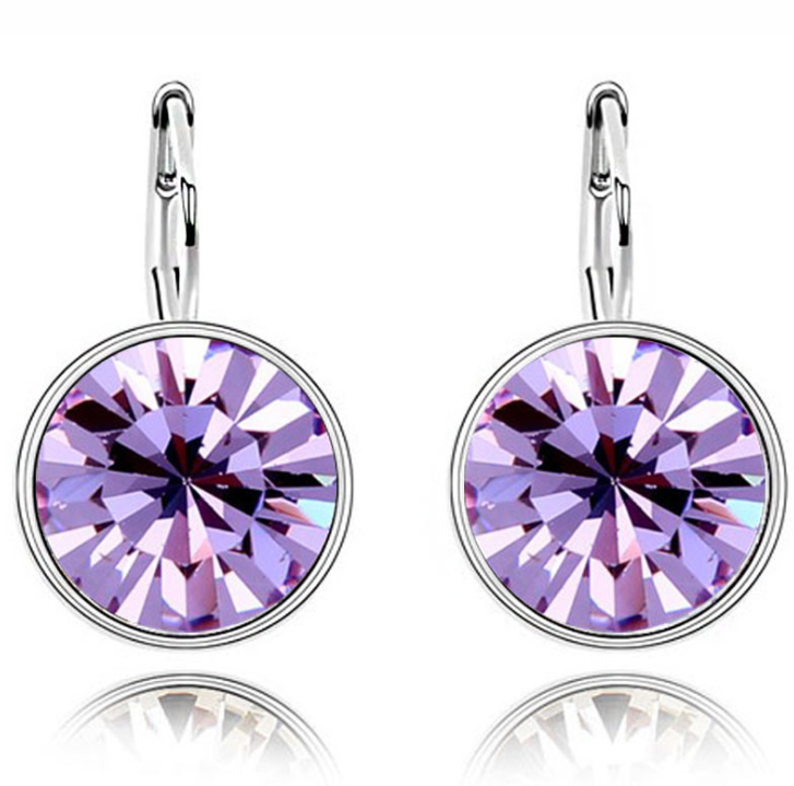 Austrian Crystal Earrings Earrings Female Roundflash Earrings Ear Clips