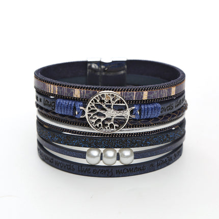 Pearl leather bracelet with magnet clasp
