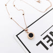 fashion titanium steel plated 18K rose gold black and white double-sided Roman numerals necklace color gold clavicle chain female short chain