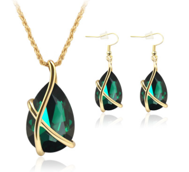 jewelry set pendant necklace earrings nostalgic crystal holiday party wedding supplies