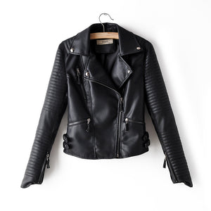 Irregular cuff motorcycle leather jacket