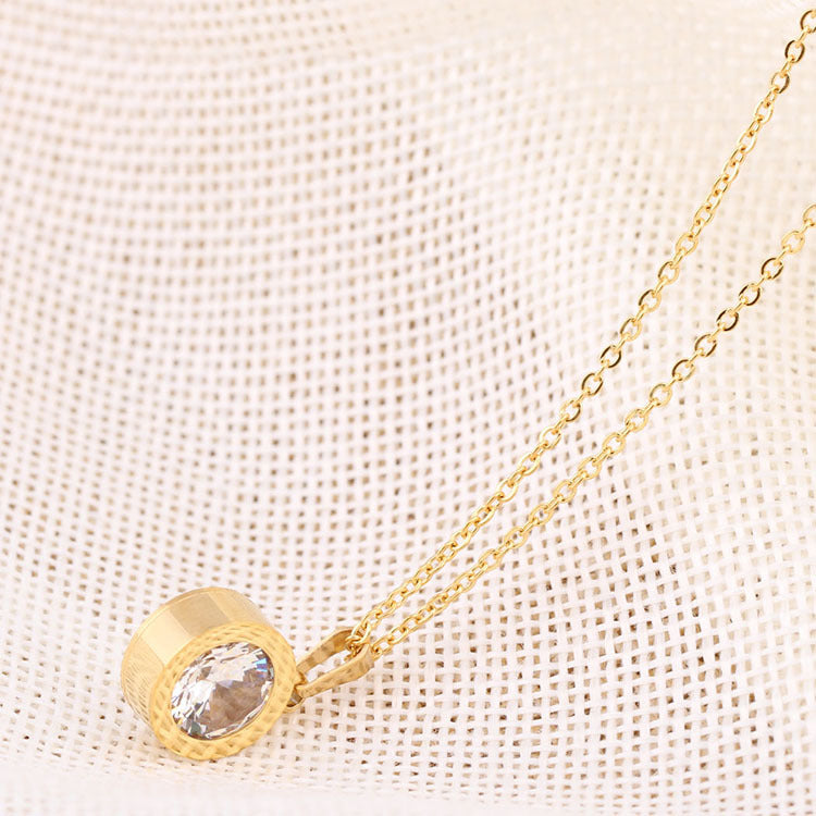 8 colors diamond titanium steel necklace
