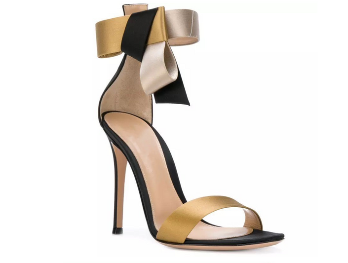 Stiletto heel toe sandals satin bow